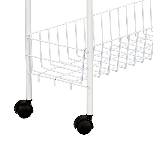 Household Essentials 05121 Slim Line 3-Tier Metal Storage Cart | Laundry Room Rolling Organizer | White - style: 7" White - Basic