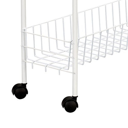 Household Essentials 05121 Slim Line 3-Tier Metal Storage Cart | Laundry Room Rolling Organizer | White - style: 7" White - Basic