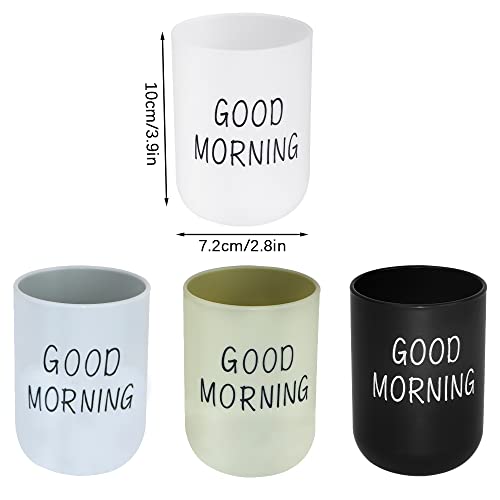 SITAKE 4 Pcs Bathroom Tumblers Cups, Unbreakable Reusable Toothbrush Holders, Eco-Friendly Plastic Drinking Cups for Water, Coffee, Milk, Juice, Tea(4 Colors)