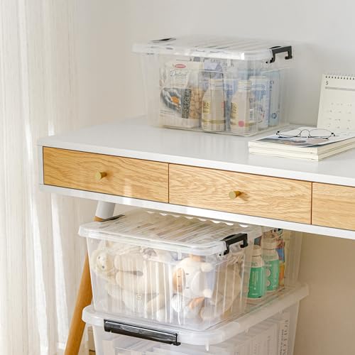 Cetomo 18Qt Plastic Storage Bin, Stackable Storage Box with Lid, Organizer, Container for Home, Office, Drom, PP, BPA-Free, Nestable, Clear, 18Quart-4 Pack - size: 18Qt*4
