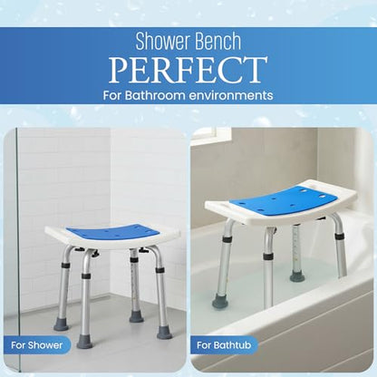 Dr Kays Shower Chair for Inside Shower Bench for Bathtub 350lb Support | Premium Aluminium, Heavy-Duty Bathroom Chair for Inside Bathtub, Bath Bench, Bath Seat for Washroom