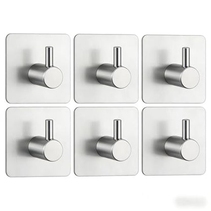 6-Pack Heavy Duty Waterproof Stainless Steel Robe and Towel Hooks - Easy to Install Wall Mounted Stylish Hook Set with Polished Finish for Bathroom and Bedroom Organization