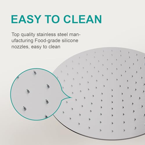 All Metal Rain Shower Head - Heavy Duty Stainless Steel, Easy Install, High Water Flow, Ultra-Thin Modern Design for Bathroom (Brushed Nickel, 12) - color: Brushed Nickel, size: 12