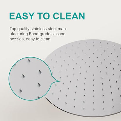 All Metal Rain Shower Head - Heavy Duty Stainless Steel, Easy Install, High Water Flow, Ultra-Thin Modern Design for Bathroom (Brushed Nickel, 12) - color: Brushed Nickel, size: 12