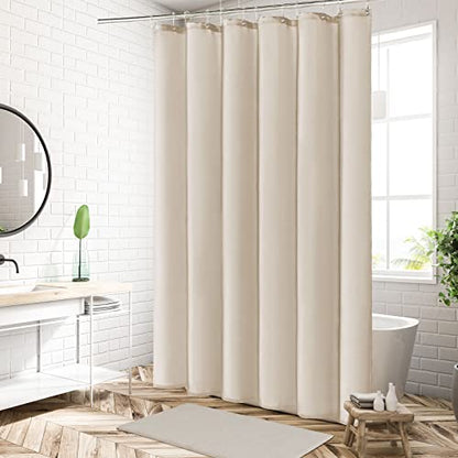 MitoVilla Stall Half Size Shower Curtain Liner, 36 x 72 Inch Fabric Bath Curtain Liner for Modern Hotel, Beige Shower Liners, Washable & Water Repellent, Cream - color: Fabric - Cream, size: 36"W x 72"L (Pack of 1)