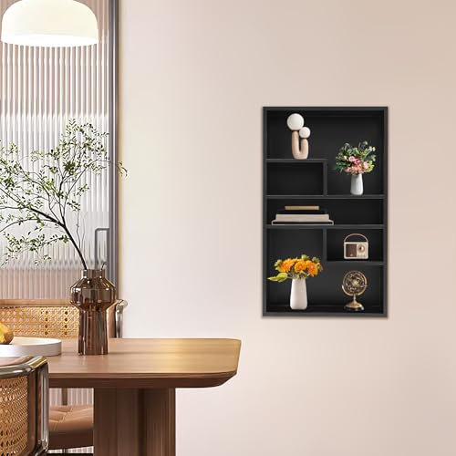 Stainless Steel Recessed Medicine Cabinet 14 * 24, Rust-proof Metal Wall Niche, In Wall Shower Niche Shelf Insert Replacement, Recessed Medicine Cabinets w/ 5 Compartments, for Bedrooms (Black) - color: Black