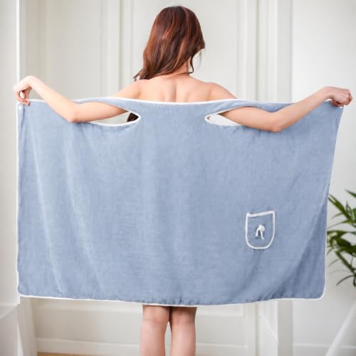 Unisex Bath Towel, Wearable After Bath Towel Set, Wearable Quick Dry Shower Gym Towel(53" x 31", Light Blue) - color: Light Blue, size: S(135X80CM)