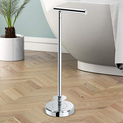 Gatco 1448C Latitude II Freestanding Toilet Paper Holder with Storage, Bathroom Tissue Stand, Chrome, 22.25" H, Holds 1–4 Reserve Rolls, Weighted Base - color: Chrome
