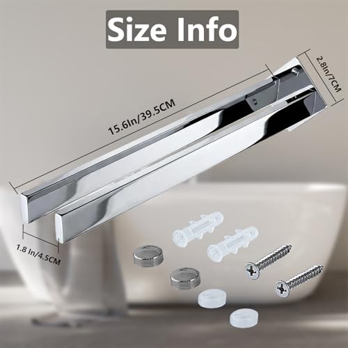 Double Rod Towel Bar 16 Inch, SUS304 Stainless Steel Wall Mounted Towel Holder, Bathroom Kitchen Double Layer Towel Rail, Modern Design Square Wall Towel Rack for Bathroom, Kitchen Chrome - color: Chrome