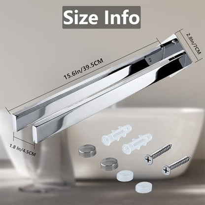 Double Rod Towel Bar 16 Inch, SUS304 Stainless Steel Wall Mounted Towel Holder, Bathroom Kitchen Double Layer Towel Rail, Modern Design Square Wall Towel Rack for Bathroom, Kitchen Chrome - color: Chrome