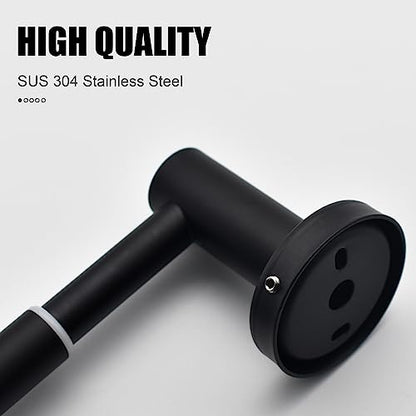 Towel Bar - Adjustable 304 Stainless Steel Towel Holder for Bathroom | Sturdy and Rustproof Wall Mounted Towel Rack for Bathroom Accessories(11.8inch-22.6inch) , Black - color: Black