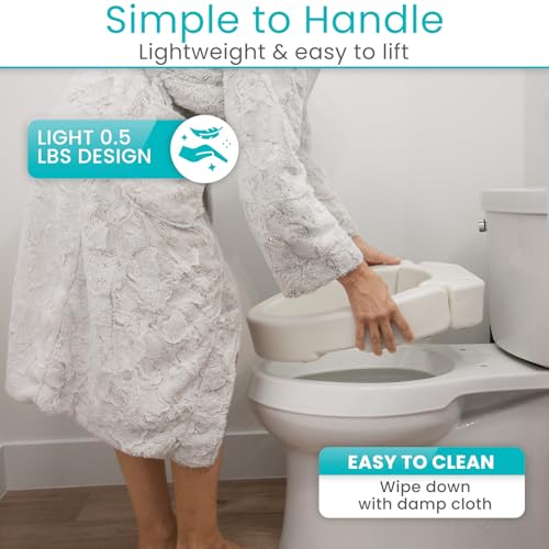 Vive Raised Toilet Seat (Standard, Adds 3.5 Inches) - Elevated Toilet Seat Riser & Extender for Seniors & Handicap - High Rise Toilet Extension for Elderly - Portable Commode Toilet Booster for Adults | Riser & Extender for Seniors & Handicap - High Rise