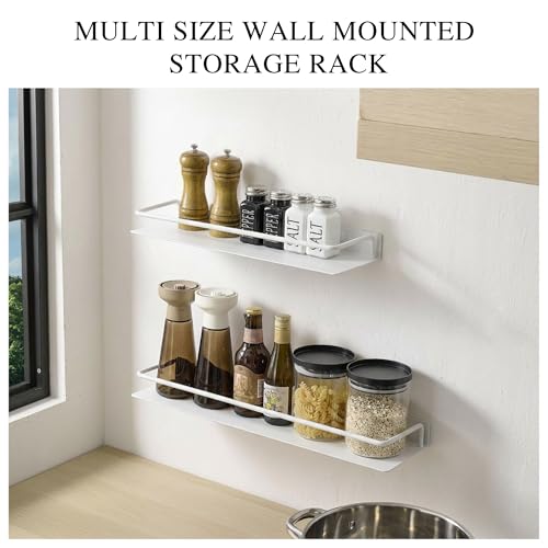 RFOUO 16 Inch Small Metal Wall Shelf with Guard Rail,White,1 Pack | Small Bathroom Shelf, Wall Mounted, Aluminum Floating Shelf, For Toothbrush Perfume Spice,Bathroom Bedroom Kitchen - color: White, size: 16Inch