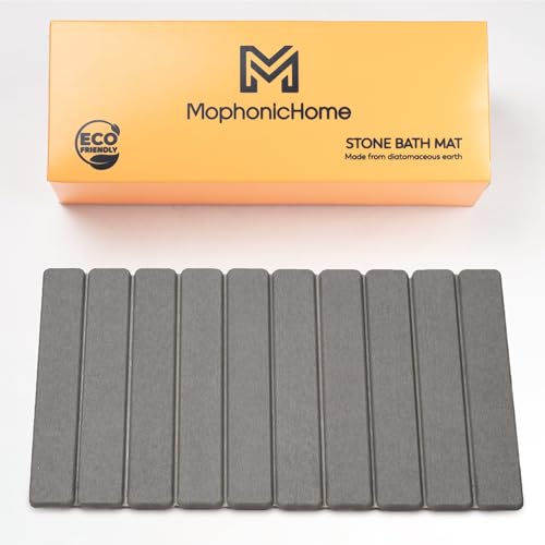 Foldable Stone Bath Mat, Non Slip Quick Dry Diatomite, Dark Gray, 23.5x15 | Super absorbent surface, easy-care finish, compact storage, includes non-slip pad, shower and sink use - color: Regular Dark Gray