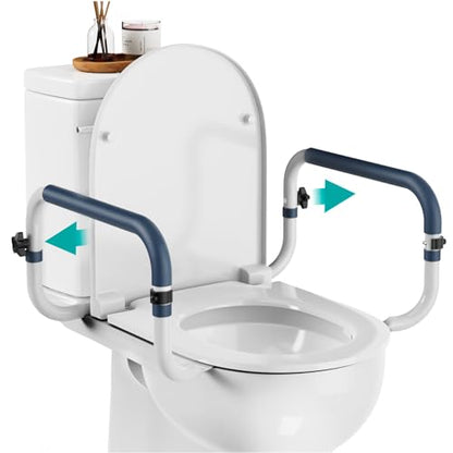 Toilet Safety Rails (250lb) - Adjustable Toilet Safety Rails, Toilet Bar for Elderly Adults, Toilets Rails for Seniors, Toilet Seat with Handles for Elderly & Disabled-Easy Installation-2 Pack - size: 2 Pack