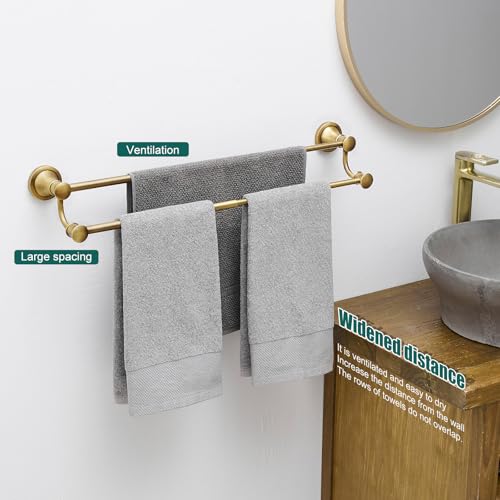 Hoimpro Adjustable Retractable 15-27 Inches Stainless Steel Bathroom Towel Bar, Bathroom Accessories Bath Hotel Double Towel Bar Rod Hanger Wall Mounted Towel Holder Towel Rack, Antique Brass - color: Antique Brass