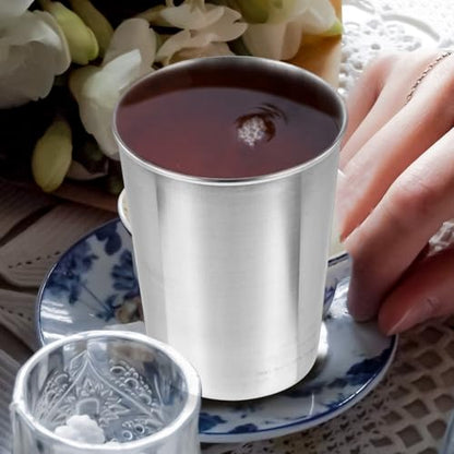 Cabilock 6oz Stainless Steel Bathroom Rinse Cup, Small Metal Tumbler Cup for Toothbrushing, Compact Mouthwash Holder and Toothbrush Holder for Bathroom Sink, Travel, Home and Guest Use, Silver - size: 8.50X6.00X6.00CM