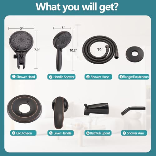 5" Dual Shower Faucet Compatible with Delta 13/14 Series Tub Trim Kit, High Pressure Round Rain Shower Head& Handheld Set Faucet, Oil Rubbed Bronze (Valve& Catridge Not Inclued) - color: Oil Rubbed Bronze