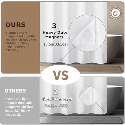 Felisa 2 Pack Waterproof Fabric Shower Curtain Liner,Hotel Quality Shower Liner with 3 Large Magnets, Odorless Cloth Washable Lightweight Bathroom Curtain,Sturdy Rustproof Grommets,72 x 72,White - color: White, size: 72"W x 72"L (Pack of 2)
