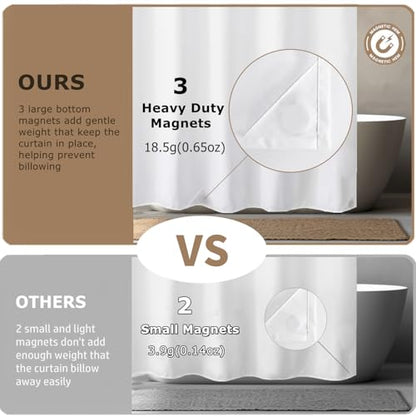 Felisa 2 Pack Waterproof Fabric Shower Curtain Liner,Hotel Quality Shower Liner with 3 Large Magnets, Odorless Cloth Washable Lightweight Bathroom Curtain,Sturdy Rustproof Grommets,72 x 72,White - color: White, size: 72"W x 72"L (Pack of 2)