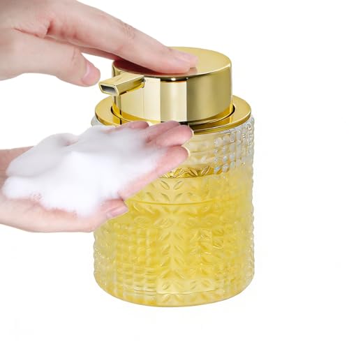 Glass Foaming Soap Dispenser,Foam Dispenser Bottle with Large Pump,Wide-Mouthed and Easy to Press,Refillable Hand Soap Dispenser for Bathroom Countertop and Kitchen Decor (1, Clear) - color: Clear