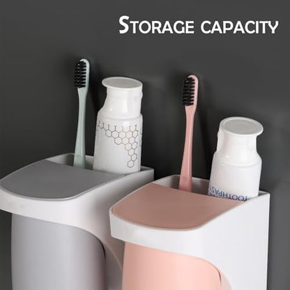 Toothbrush Holder Wall Mounted Suction Cup Set, sgzscl Bathroom Storage Organizer Space Saving for Family Members Father Mother and Son/Daughter (Noblewhite) - color: Noblewhite