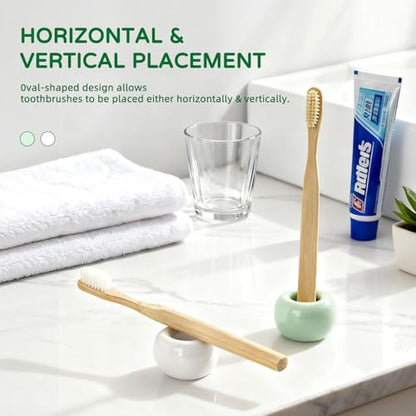 2Pcs Ceramic Toothbrush Holders for Bathrooms Countertop Toothbrush Holder Single Mini Toothbrush Holder Pen Holder Razor Holder Bathroom Tooth Brush Holder Toothbrush Stand - color: White