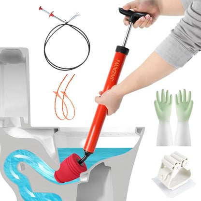 Toilet Plunger & Bathroom Plunger, High Pressure Heavy Duty - Powerful Air Drain Unclogger & Toilet Clog Remover, Premium Toilet Snake for Drains & Clogged Pipes