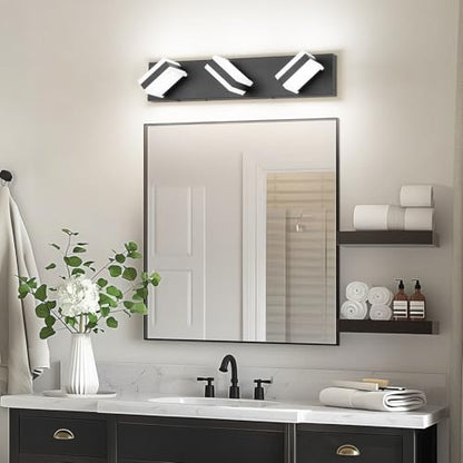 PRESDE 3-Light LED BathroomVanity Light Matte Black Bathroom Light Fixtures Over Mirror Modern Bath Wall Lighting - color: Black-Non Dimmable, size: 21.6inch