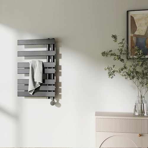 P&Dlusir M205 Electric Towel Warmer, Black, H31.5 x W19.69 | Heated Towel Rack, No Preheat, Fast Dry, Precise Timer, Plug-in/Hardwired - color: Black, size: 31.5"H x 19.69"L