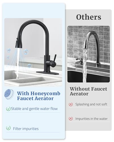 Kitchen Faucet Spray Head Replacement, Pull Down Sprayer with 15 Adapters | Pull Out Faucet Spray Nozzle, 3 Modes Stream/Spray/Strong Spray, DOE CEC Certified, Simple Installation, Matte Black - color: Matte Black