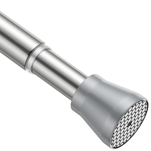 Spring Tension Curtain Rods Shower Curtain Rods 28-49" Silver 1-Pack | No drill, non-slip, rust-resistant. 7/8" diameter. Versatile for windows, doors, bathroom, closet. Easy install. - color: Silver, size: 28" to 49"-1Pcs