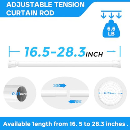 Spring Tension Curtain Rod 18-28 Inch, 2 Pack Tension Rods, White | No Drill, PVC Anti-Slip Caps, Rust Resistant, Stylish, Cost Effective, Fits Window Kitchen Curtain Doorway Bathroom Closet - color: White, size: 18-28 inch-2Pack