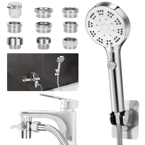 Bathtub Faucet Shower Head Sink with 79" Hose for Bathroom Garden | Tub Faucet Sink Hose Sprayer Attachment Set , ON/OFF 6 Modes High Pressure Handheld Shower Extension Kit, Removable