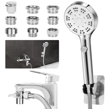 Bathtub Faucet Shower Head Sink with 79" Hose for Bathroom Garden | Tub Faucet Sink Hose Sprayer Attachment Set , ON/OFF 6 Modes High Pressure Handheld Shower Extension Kit, Removable