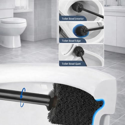 2-in-1 Toilet Bowl Brush and Plunger Set - Toilet Plunger Brush Set for Bathroom - Heavy Duty Rubber Plunger and Durable Toilet Brush, Compact Bathroom Cleaning Set for Home, Apartment (Black)