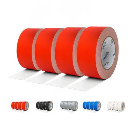 Gaffers Tape Red 4 Rolls Pack in Bulk Heavy Duty, 2" x30Yards Each, Professional Grade Gaffer Tape, Non-Reflective No Residue Hand Tear Self-Adhesive (Red, 4 Rolls) - color: 2" Red (4 Rolls)