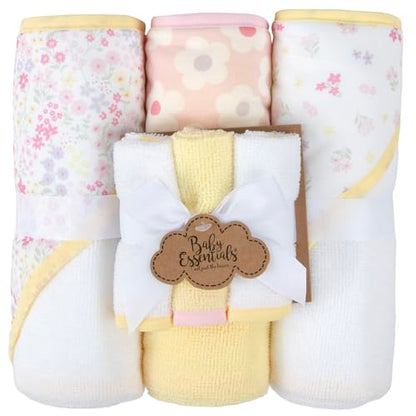 Baby Bath Essential Hooded Baby Bath Towel and Washcloth 6 Piece Set for Newborns, Infants & Toddlers, Boys & Girls Baby Hooded Towels Set (Daisy Flowers) - color: Daisy Flowers