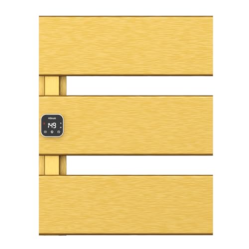 L Series Electric Towel Warmer for Bathroom, 3 Panel, Gold | Thermo Control and Timer, Fast Heat in 3 Mins, Dry Towels in 4 hrs, Memory Function, Work with Smart Plug, Left-Wiring - color: Gold, size: 3 Panel