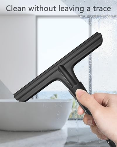 Shower Squeegee for Glass Doors, 8 Inch Bathroom Squeegee for Shower Glass | Silicone Rust-Proof, Streak-Free No Squeak, Shower Door Squeegee with Hook for Shower Glass, Tile Walls, Mirror, Windows, Car