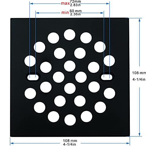 RRAJJ Square Improve 4-1/4 Inch(108mm*108mm) Screw-in Shower Floor Drain Grate Strainer (Black) - color: Black
