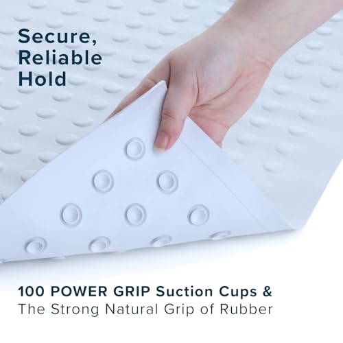 SlipX Solutions Anti Mold Rubber Non Slip Bathtub Mat, 14x22, White | Mildew Resistant, Small Size For Tub & Shower, Soft Grippy Top, 100 Suction Cups, Machine Washable, Natural Rubber - color: White, size: 22" x 14" (Rectangular)