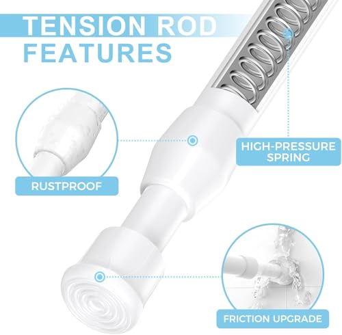 Spring Tension Curtain Rods Short Tension Rod (White,12" to 19"-6Pcs) - color: White, size: 12" to 19"-6Pcs