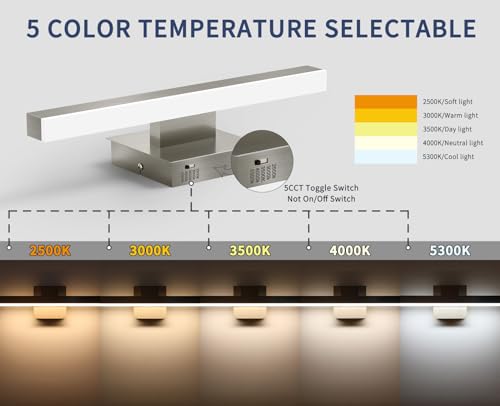 Joossnwell Bathroom Vanity Light, Brushed Nickel Bathroom Light Fixtures | ETL Certificated, 5CCT Dimmable, Modern LED Vanity Lighting Bar, Bathroom Lights Over Mirror 23.62 inch - color: Brushed Nickel, size: 23.62 Inch Long