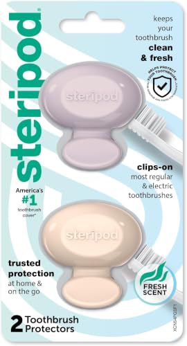 Steripod Clip-On Toothbrush Protector,Keeps Fresh and Clean,Fits Most Manual and Electric Toothbrushes,Pink-and Blue,2 Count (Pack of 12) - color: Pink and Blue, size: 2 Count (Pack of 12)