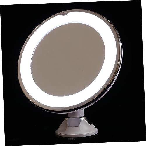 LED Lighted Makeup Mirror with Suction Cup Magnifying Vanity Mirror for Detailed Grooming for Travel and Home Use for Women