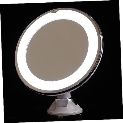 LED Lighted Makeup Mirror with Suction Cup Magnifying Vanity Mirror for Detailed Grooming for Travel and Home Use for Women