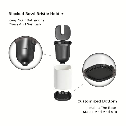 Toilet Brush and Holder Set Toilet Bowl Brush Stainless Steel Automatic Open lid Toilet Bowl Cleaner Brush Set Toilet Scrubber Kit Toilet Cleaning Brush for Bathroom - color: White
