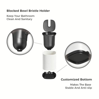 Toilet Brush and Holder Set Toilet Bowl Brush Stainless Steel Automatic Open lid Toilet Bowl Cleaner Brush Set Toilet Scrubber Kit Toilet Cleaning Brush for Bathroom - color: White