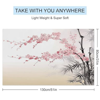 Bamboo and Cherry Blossoms Beach Towel Classic Super Absorbent Quick Dry Pool Towel Extra Large Soft Bath Towels Oversized Swim Towels Travel Beach Blanket for Adult Men Women 51 X 31 Inches
